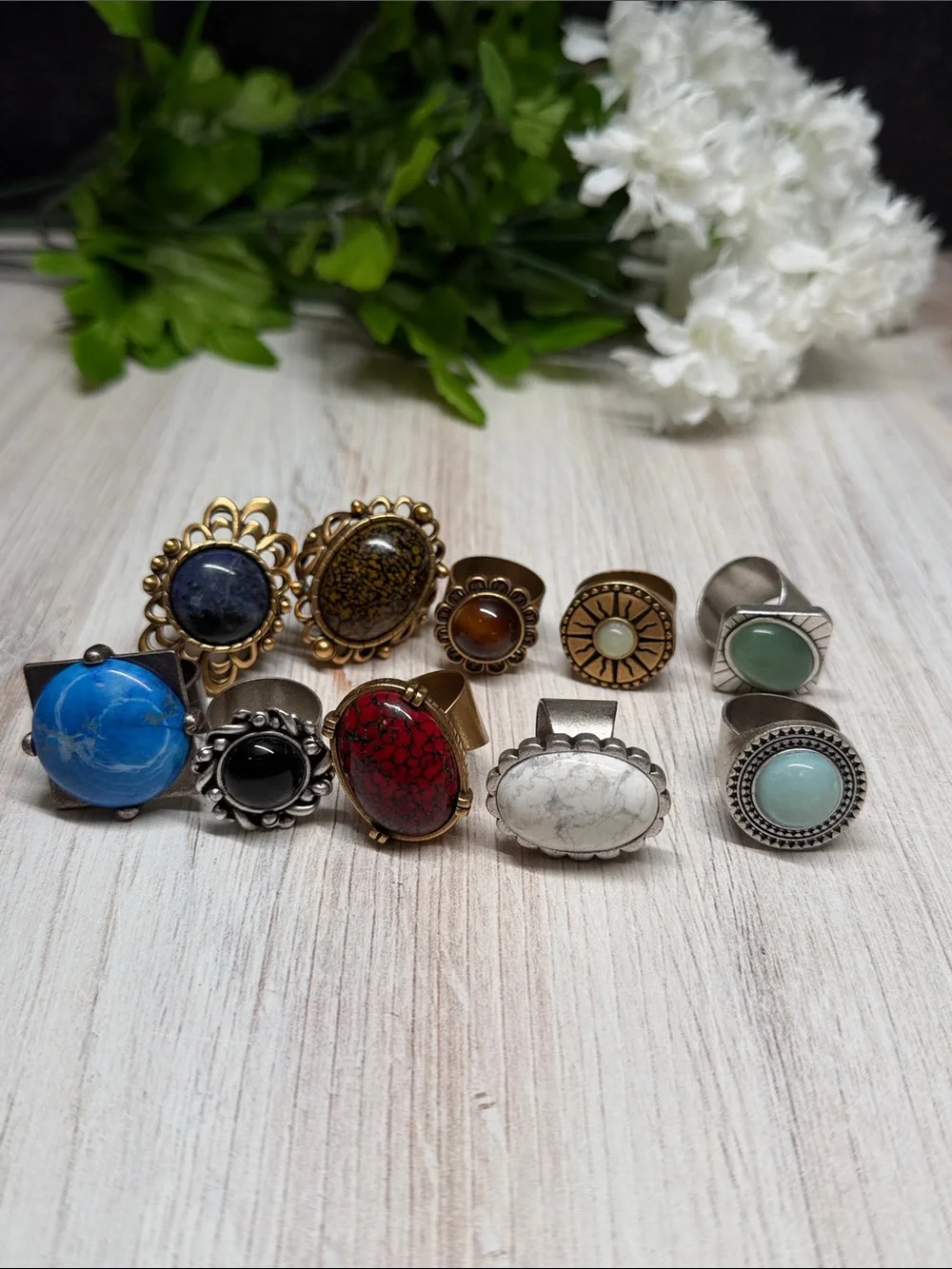 Alex and Ani’s Vintage Sixty-Six Collection- Matrix & Gemstone Cocktail Rings